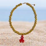 Collar pulpo rojo y piedras amarillas